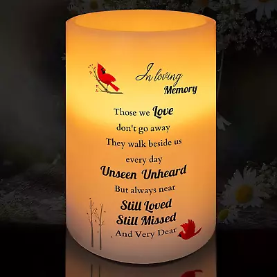 Memorial Gifts Flameless Cardinal Candle Real Wax LED Light Timer Sympathy Gift • $39.50