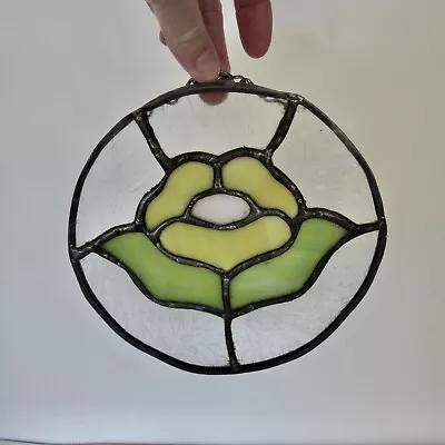 Vintage Stained Glass Sun Catcher Flower 70's  6.75  Across • $12