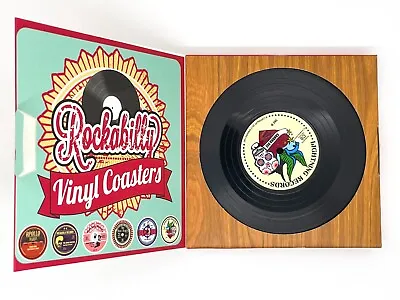 Rockabilly Retro Vinyl Drink Coasters - 6pcs - Vintage - Slip Proof - Colorful • $6.99