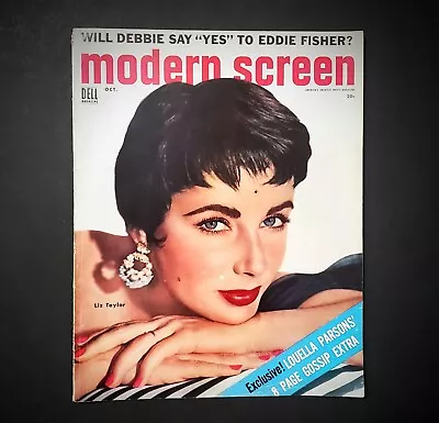October 1954 LIZ TAYLOR Modern Screen Magazine W/Debbie Reynolds & Grace Kelly  • $14.99