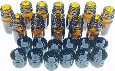 Wild Essentials 5Ml Amber Glass Bottles With Euro Dropper Caps (12 Pack) - Great • $21.02