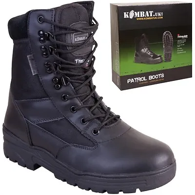 Black Army Cadet Boots 1/2 Leather Combat Patrol Military Work Security Boy Mens • £29.99