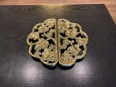 Harvin Virginia Metalcrafters Set Pair Solid Brass Trivets #3803 Floral & Leaves • $25