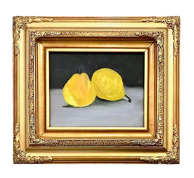 Painting Still Life Pear Fruit Oil On Canvas Framed Classic Art Decor • $349