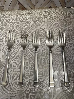 Heritage Mint Ltd BENTLEY Stainless Set 5 Salad Dessert FORKS Flatware 18/10 • $32