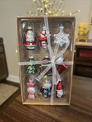 Target Mini Glass Christmas Ornaments Gnome Santa Gingerbread Set 9 NEW • $16.95