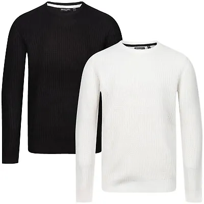 Mens Jumper Crew Round Neck Heavy Knit Regular Fit Sweater Knitwear Pullover Top • £9.99