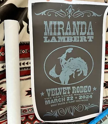 Miranda Lambert VIP Limited Edition Velvet Rodeo Concert 🎵 Poster. Las Vegas • $150