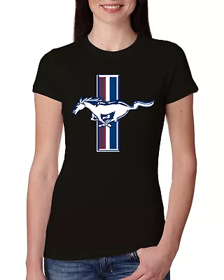 Ford Mustang Retro Vintage Logo Classic Bar Cars Trucks Ladies Junior Fit Tee • $19.99