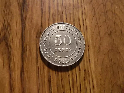 Straits Settlement 50 Cents 1920 High Grade Silver Coin (t43) • $17.99