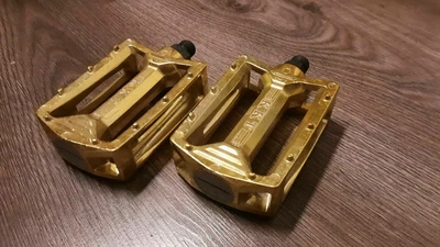 Vintage Old School GOLD KKT AMX BMX PEDALS For 3 Piece Crank • $370.59
