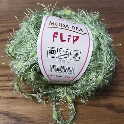 Moda Dea Flip Yarn 55 Yds Limes Bulky Fun Fur Green Yellow 100% Polyester NEW • $5.99