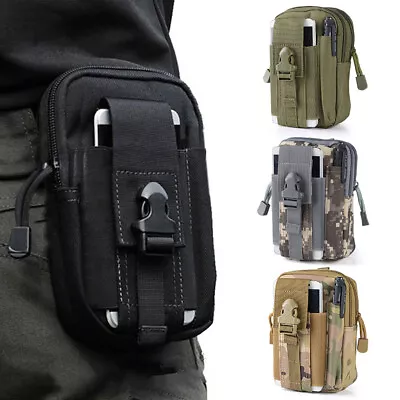 Mens Tactical Molle Pouch EDC Utility Gadget Mobile Phone Holster Waist Belt Bag • $9.98