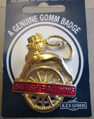 RAILWAY: BRITISH RAILWAYS CAP BADGE Metal & Enamel Badge R.E.V GOMM - On Card. • £15.50