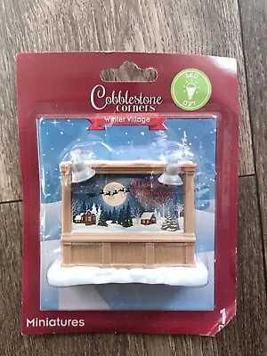 Cobblestone Corners Christmas Miniatures WINTER VILLAGE Billboard Sign W/Led New • $8.99