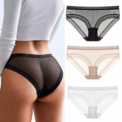 Sexy Women's Dot Lace Sheer Mesh See-through Panties Underwear Sleepwear Knicker • $7.98
