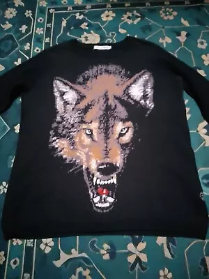 Stussy Black Wolf Jumper 6 Vintage 90s • $80