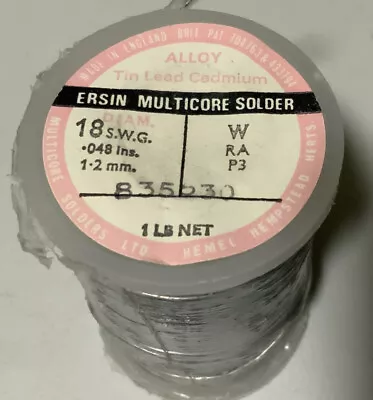 Ersin Multicore Solder 1 Lb. Roll. Alloy Sn 60. 18. S.W.G. . Vintage NEW SEALED • $26.88