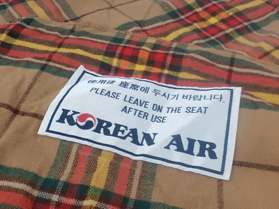 $29.99 • Buy Korean Air Alrplane Vintage Tartan Travel Blanket Collectible 66  X44 