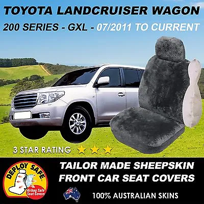 Tailored Sheepskin Car Seat Covers For TOYOTA LANDCRUISER 200 SERIES Airbag Safe • $390