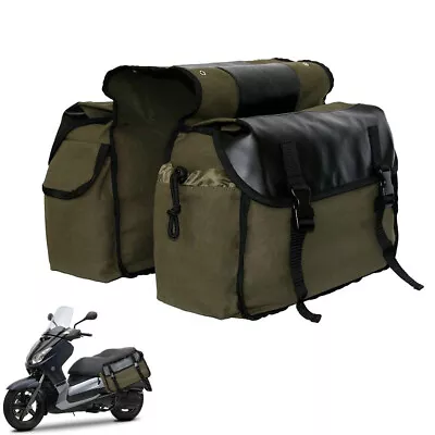 Motorcycle Saddle Bag Panniers Side Tools Bag Pouch Canvas Waterproof Touring • $41.30