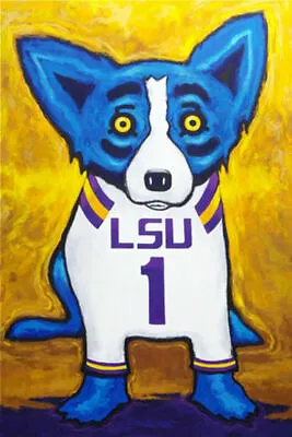 Modern Decor Home Giclee Blue Dog Canvas Oil Painting Wall Art Print Animal Pet • $17.99