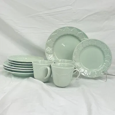 11 Pc Odd Lot Martha Stewart Everyday Blue Embossed Cabbage Leaf Dinnerware • $89.88