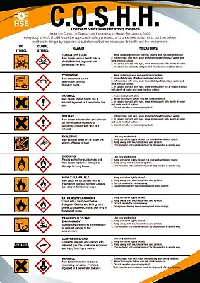 £3.99 • Buy Coshh Health And & Safety A4 / A3 Poster