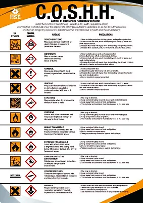 £6.99 • Buy Coshh Health And & Safety A4 / A3 Poster