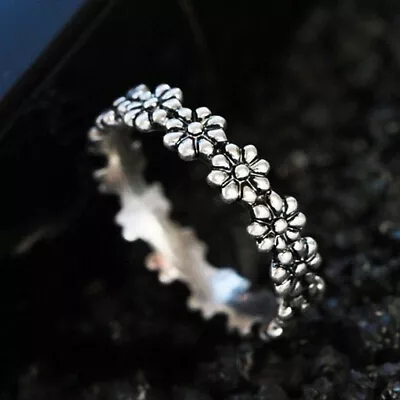 Vintage Style Silver Daisy Flower Ring Women Stackable Party Boho Jewelry SZ6-10 • $0.72