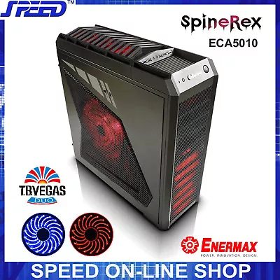 ENERMAX ECA5010M SpineRex USB3.0 Full Tower PC Gaming Case Blue/Red Vegas Fans • $329