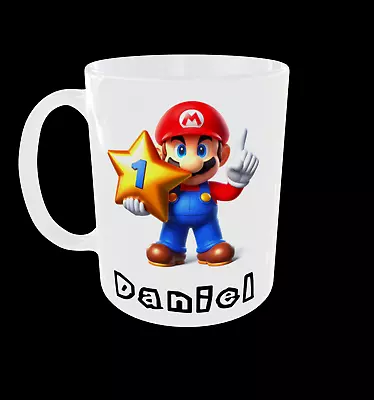 Personalised Super Mario Mug Kids Nintendo Gaming Gamer Cup Birthday Gifts • £9.99