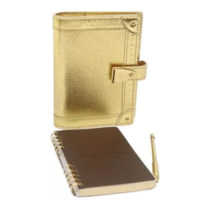 LOUIS VUITTON Suhari Agenda Partonaire PM Day Cover Gold R21048 Auth 64493 • £289.33