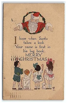 1911 Christmas Volland Postcard Santa Merry Children  • $17.50