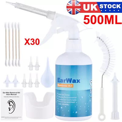 Ear Wax Removal Remover Cleaning Washer Bottle Irrigation Cleaner Syringe Kit UK • £10.99