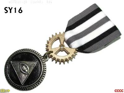 Steampunk Medal Pin Brooch Illuminati Eye Of Providence Triangle Pyramid #SY16 • $11.37