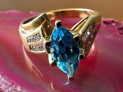 $2.25 • Buy 14k London Blue Topaz & Diamond Ring