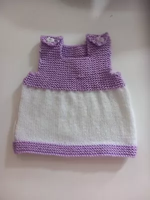 Hand Knitted Baby Dress 0-3 Months • £5