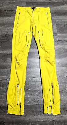 Tulones Currency Collectors 32 Yellow Pants Skinny Ankle Zip Currency Pockets • $12.50