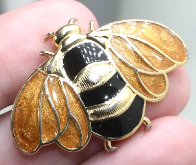 Vintage Signed TRIFARI Shimmery Enamel BEE Bug Brooch Gold Tone Pin Insect • $6.50