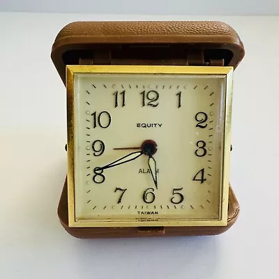 Vintage Westclox Travel Alarm Clock W/ Folding Hard Case Wind Up Glow Arms Works • $10