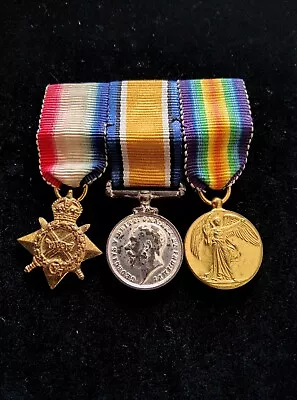 WW1 Miniature 1914-15 British War Star & Victory Medal Trio Court Mounted • $30.83