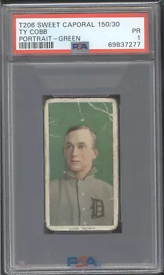 1909 T206 Sweet Caporal 150/30 TY COBB Green Portrait PSA 1 Detroit Tigers HOF • $4999.99