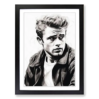 James Dean Line Wall Art Print Framed Canvas Picture Poster Decor Living Room • £29.95