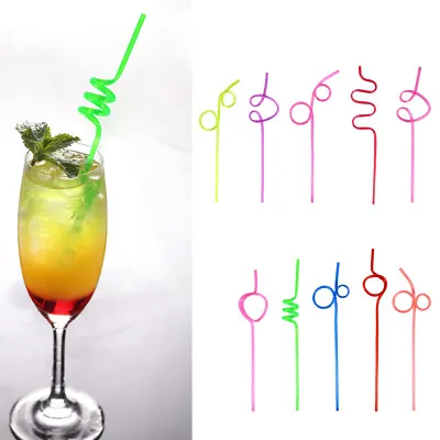 10Pcs Colorful Drinking Straws Crazy Curly Loop Plastic Straw F Party Picnic PVC • £4.98