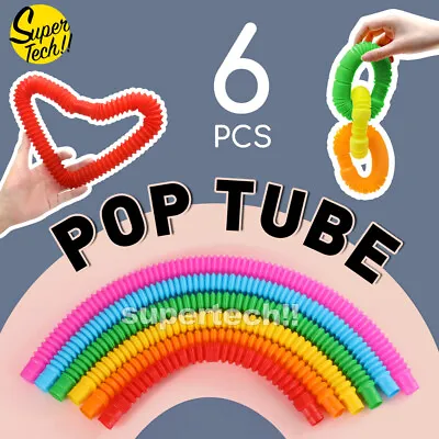 $6.50 • Buy New 6-12Pcs Fidget Pop Tube Toys For Kids And Adults, Pipe Sensory Tools Relief