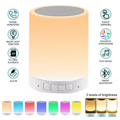 LED Smart Night Light Music W/Remote RGB Bluetooth Speaker Lamp Dimmable • $14.99