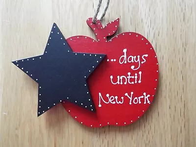 Countdown To New York Holiday Apple Chalkboard Wood Sign Plaque Gift Best Friend • £5.49