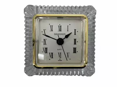 Shannon Crystal Designs Of Ireland Desk Clock Roman Numerals 24% Lead Crystal • $19.99