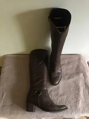 Gabor Brown Soft Leather Knee High Boots Small Western Heel 6 VGC Read Descript • £26